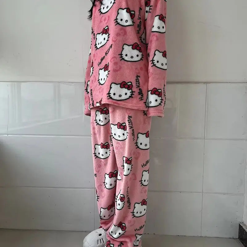 Women’s 2Pcs/Set Sanrio Hello Kitty Anime Pajamas Pants.