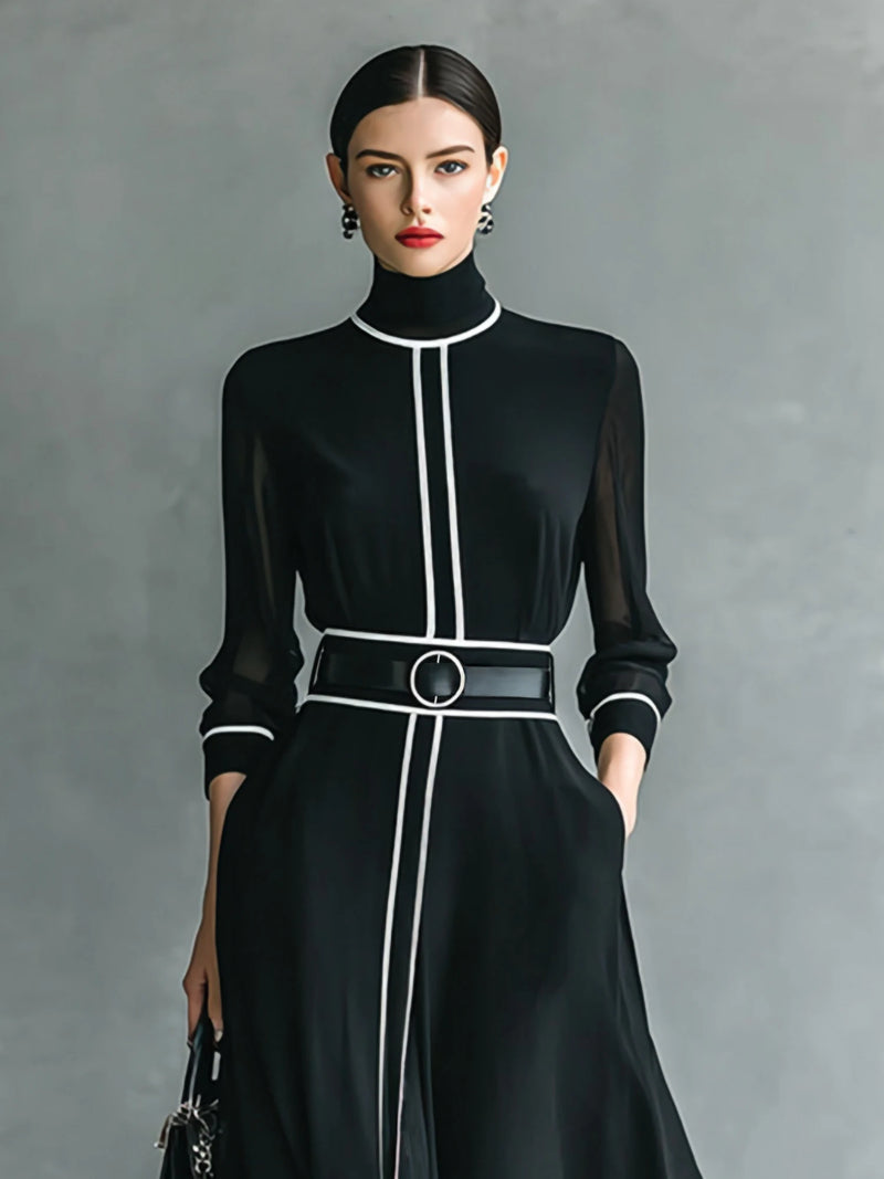 Women’s French Elegant Chiffon Maxi Dress.