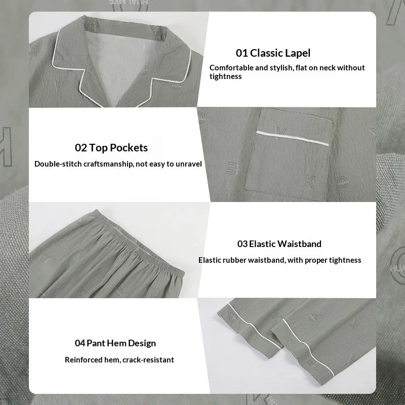 New Spring and Autumn Cloud Cotton Men's Pajamas.
