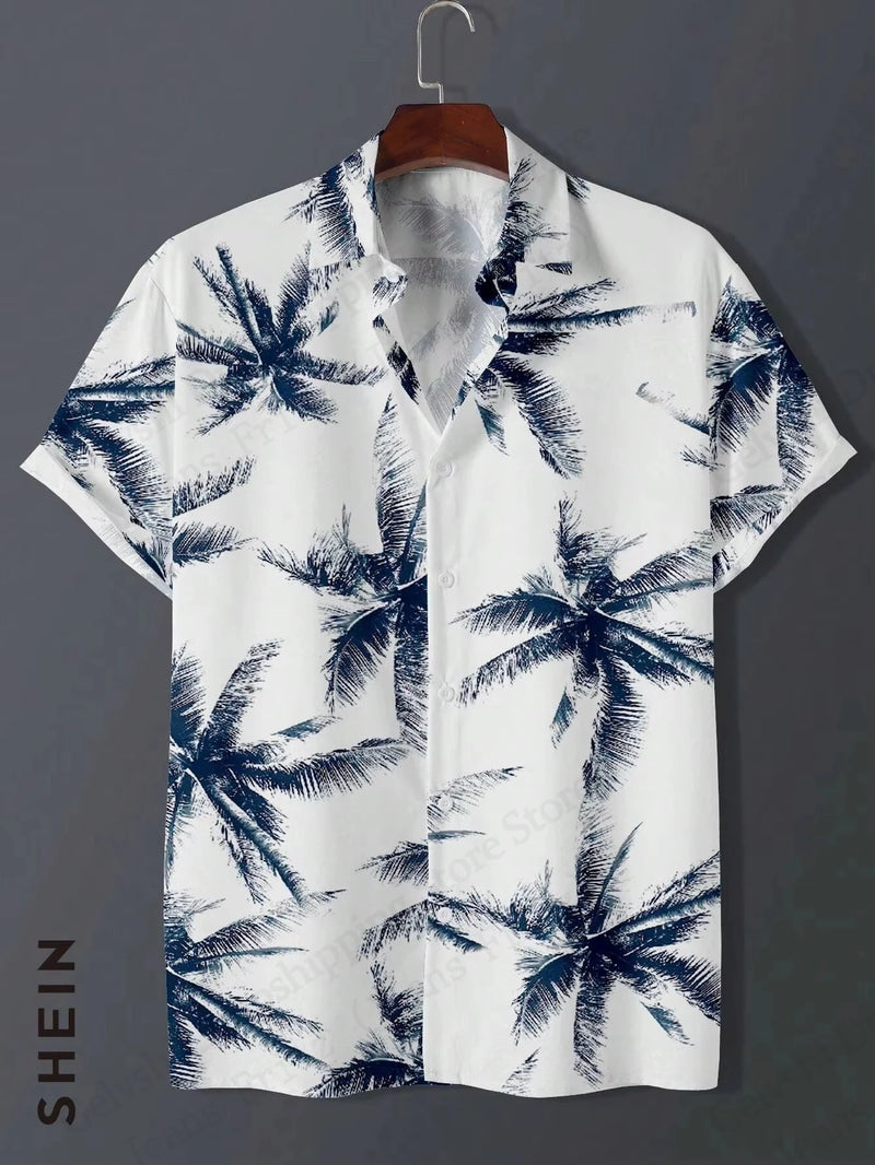 Summer Hawaiian Shirts Animal Palm Tree 3d Print Shirts Men.