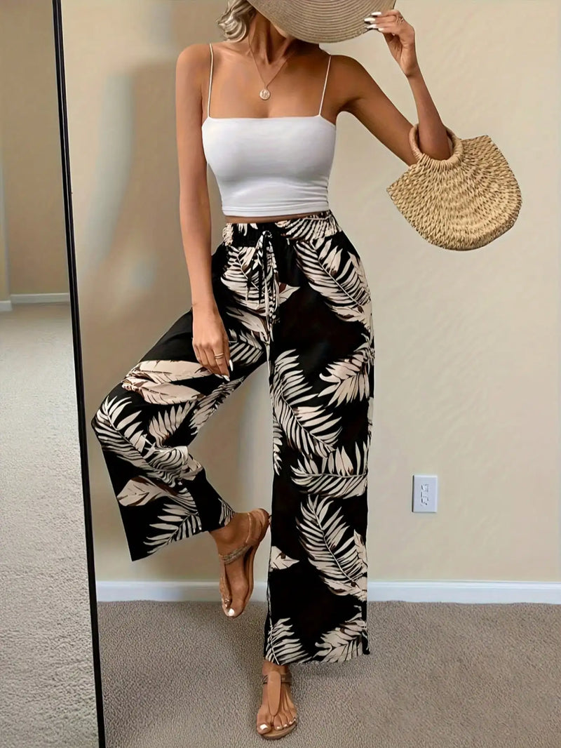 Bohemian style casual and elegant style, wide leg design, elastic waistband.