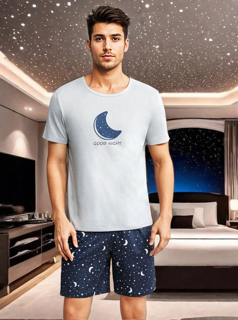 A set of "Goodnight" moon printed casual pajamas for Men.