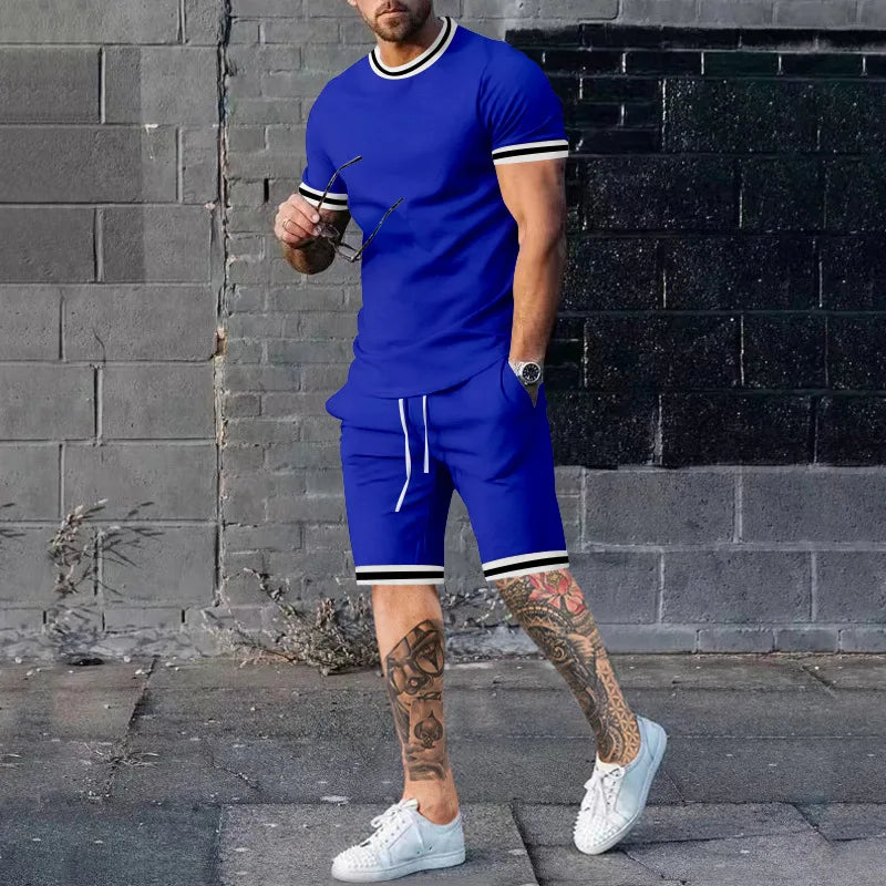 2pcs Tracksuit Men Sport Gym Set Quick Dry Training Running Set Male.