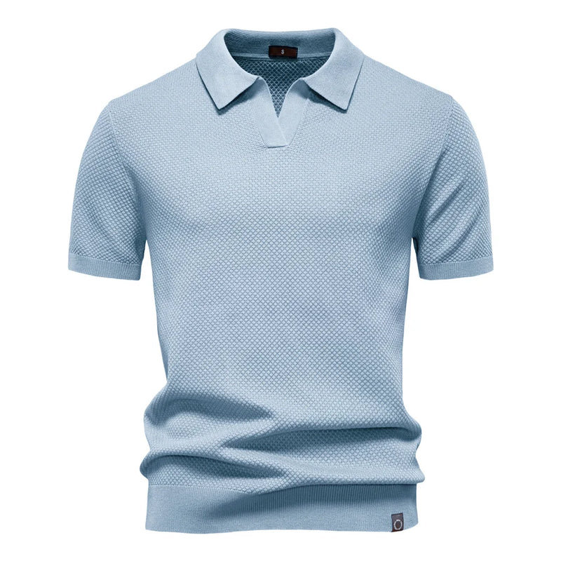 Men's Summer Breathable Polo Shirt Short Sleeve Solid Color Casual Polo.