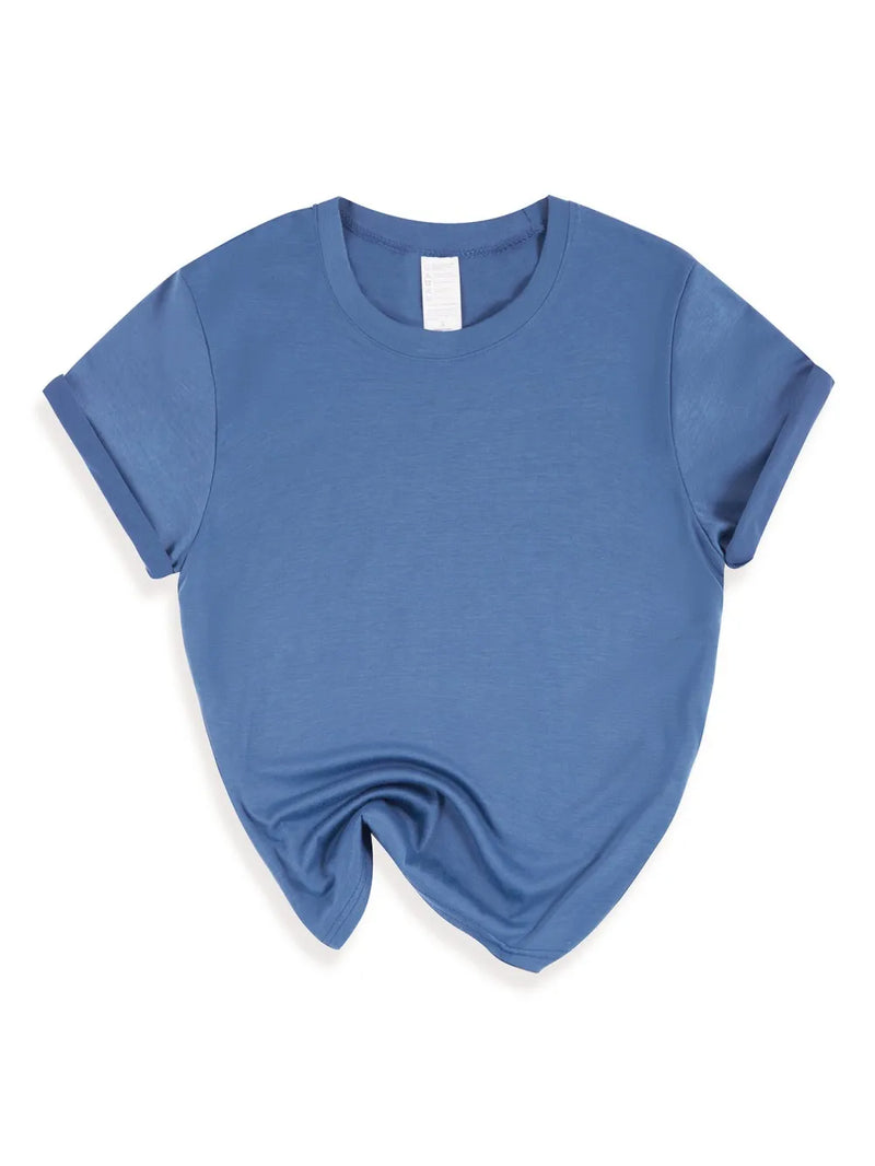 Summer Solid T-Shirts Womens Basic O-Neck Soft T Shirts Casual Comfortable.