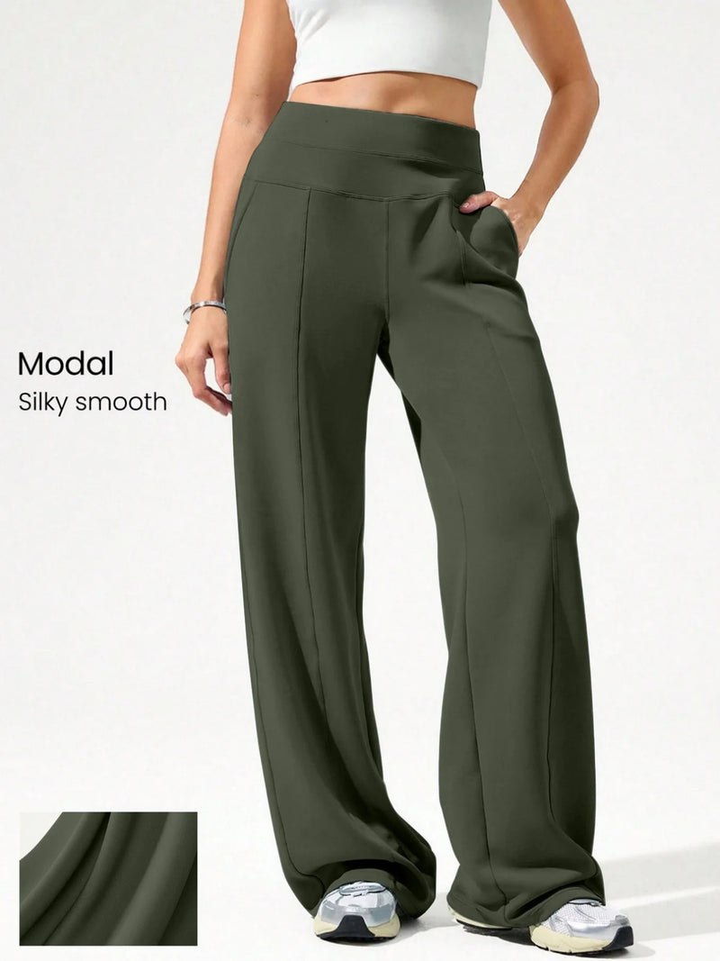 Four-Season High-Waisted Yoga Pants, 9-Inch Loose Straight Leg Wide.
