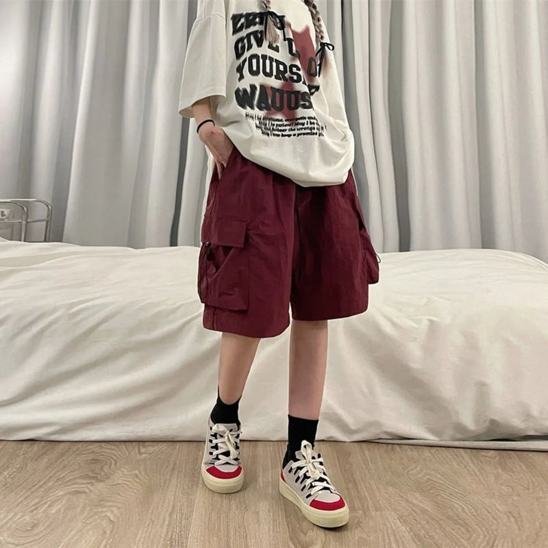 Men Summer High Waist Cargo Shorts American Style Streetwear Summer.