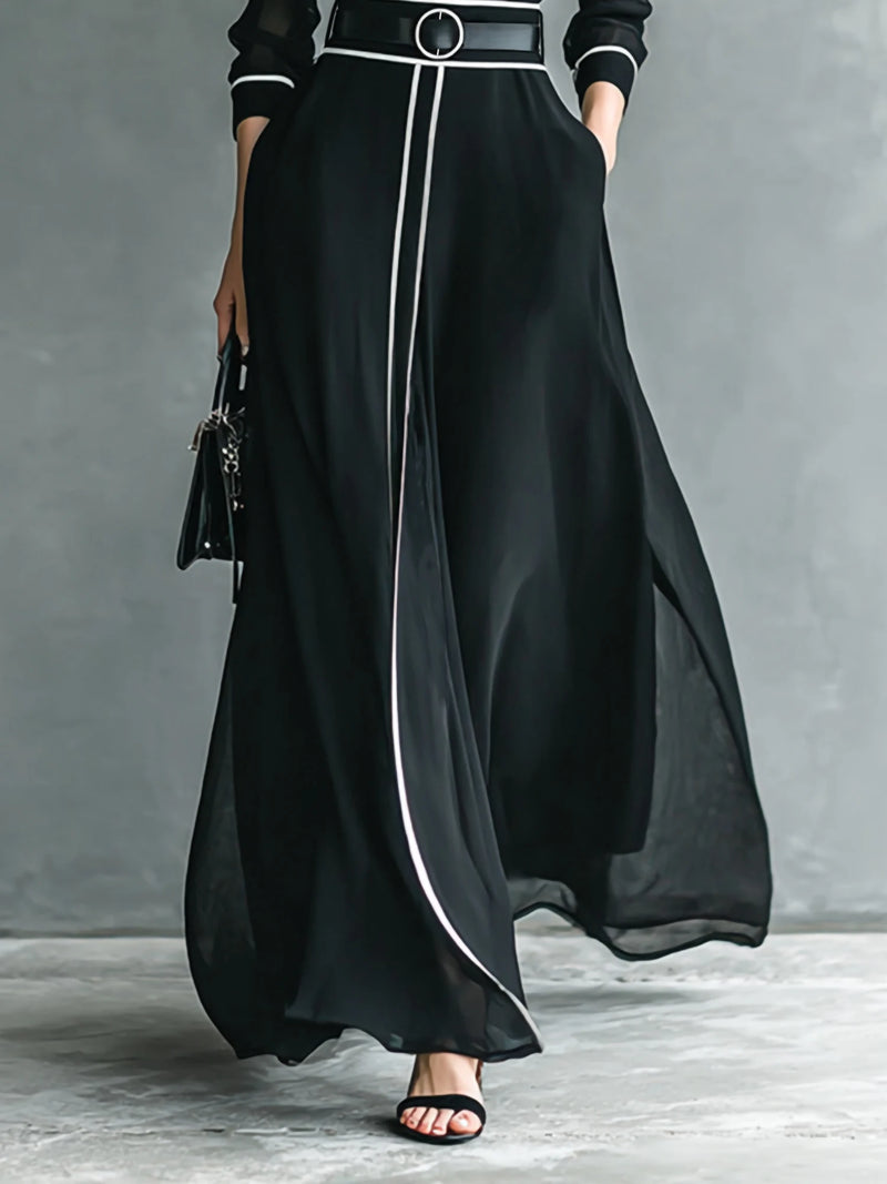 Women’s French Elegant Chiffon Maxi Dress.