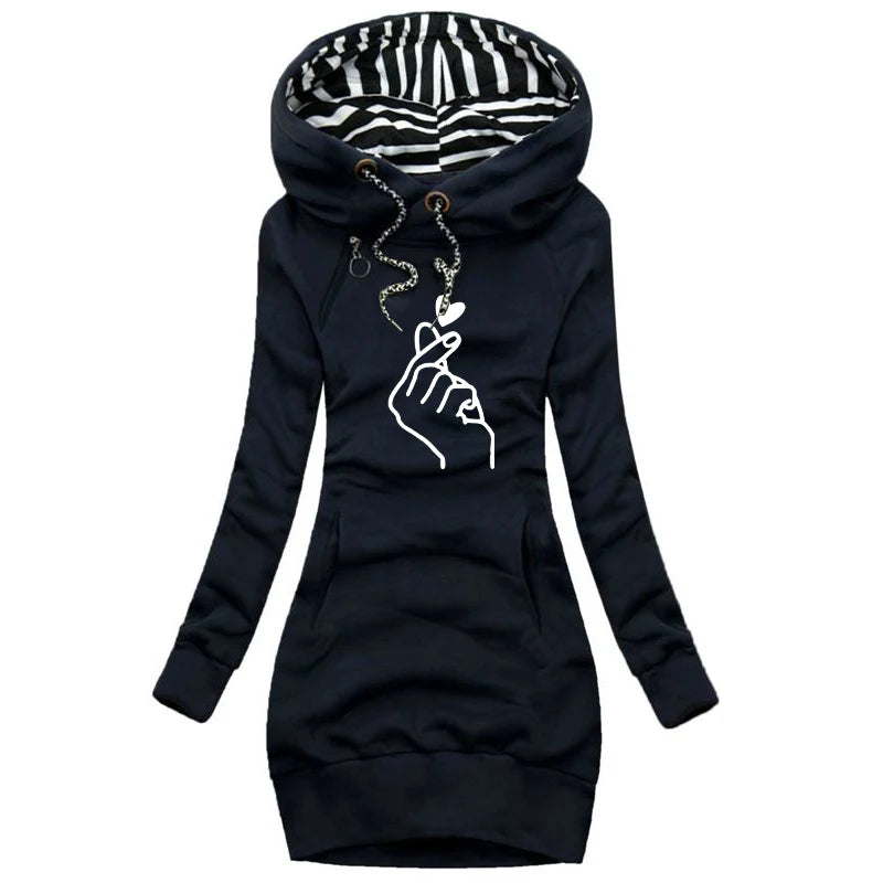 Women Sweater Dress Long Sleeve Hoodie Dress.