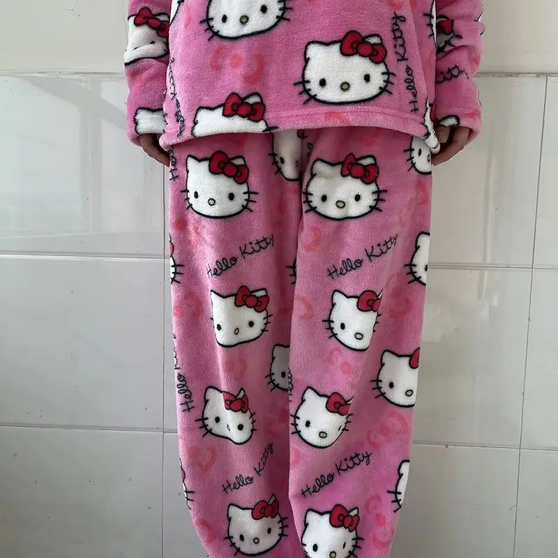 Women’s 2Pcs/Set Sanrio Hello Kitty Anime Pajamas Pants.
