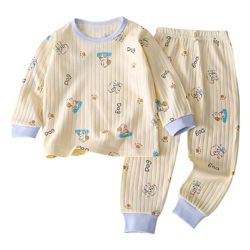 Kids Casual Autumn Long Sleeve Pajamas Set Boys and Girls.