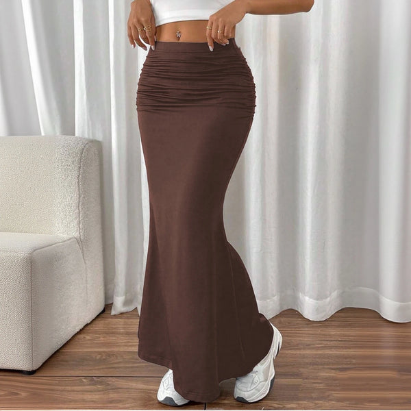 Women Solid Slim Fishtail Skirt Spring Summer Elegant Fashion High Waist.