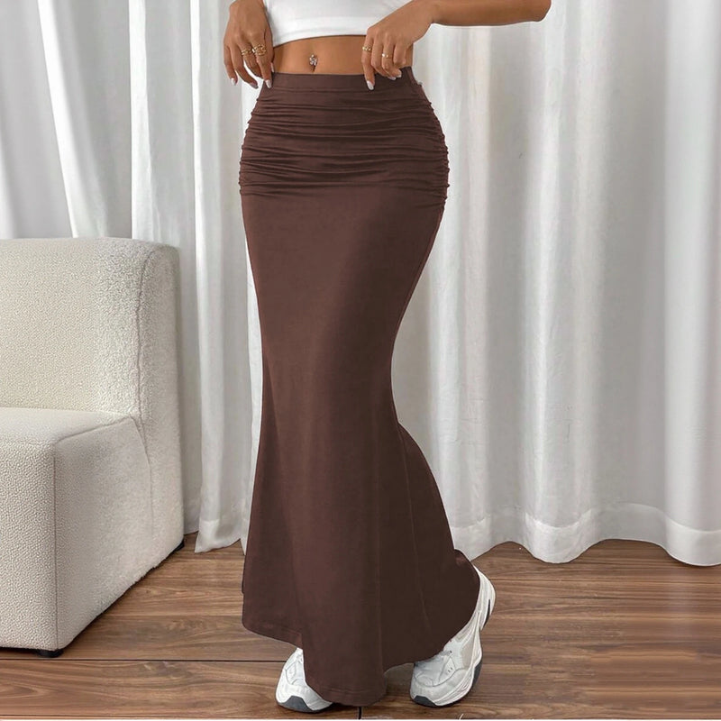 Women Solid Slim Fishtail Skirt Spring Summer Elegant Fashion High Waist.