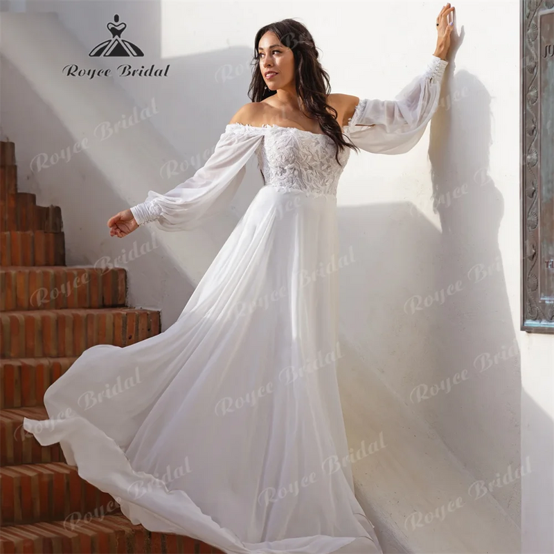 RoyceBridal Square Collar A Line Wedding Dress for Women.