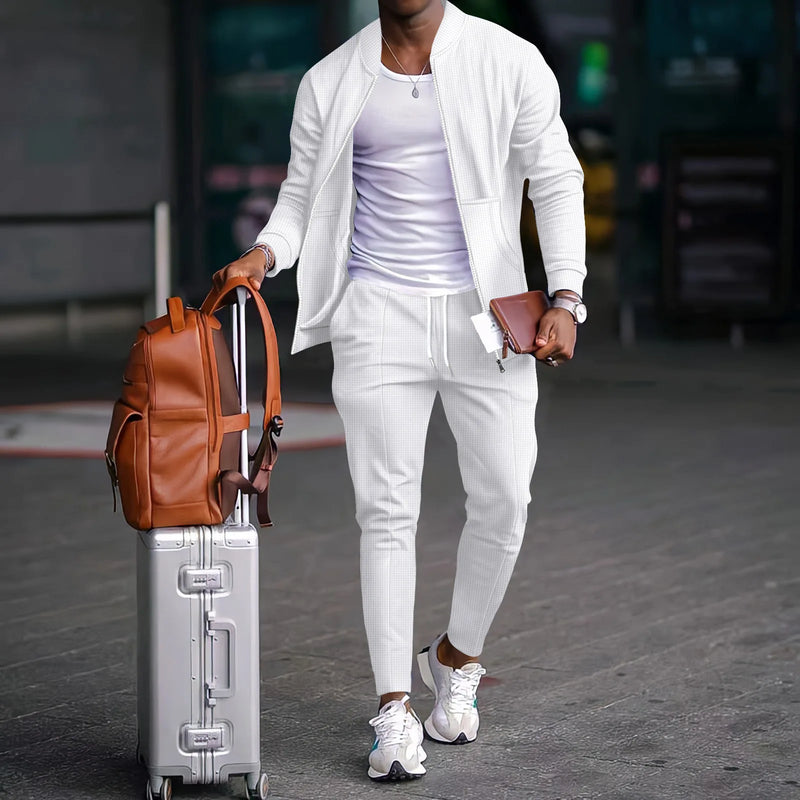 Autumnwinter men's casual blazer set new fashion Waffle baseball.