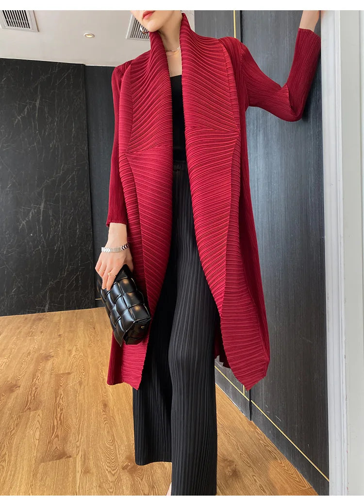Miyake Pleated Women's Long Jacket.