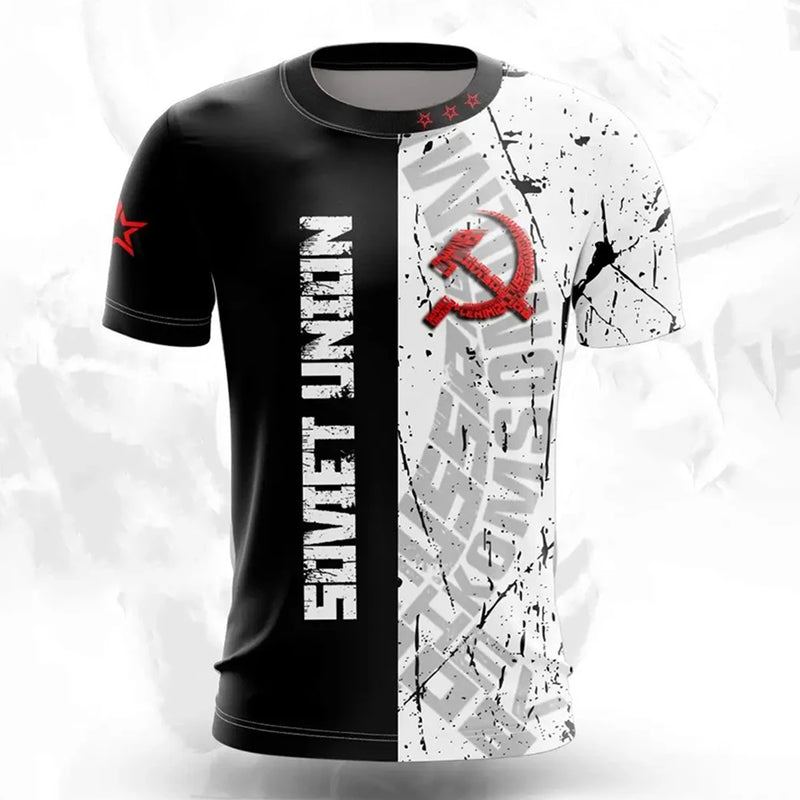Men's T-shirts Casual Fashion Summer New Russian Flag Short Sleeved Tops.