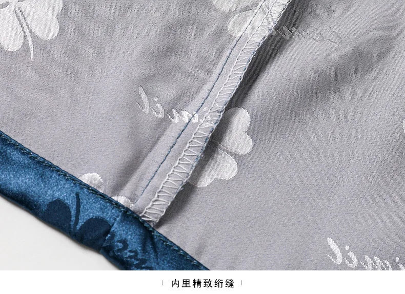 Men Ice Silk Pajamas Suit Summer Plus Size.