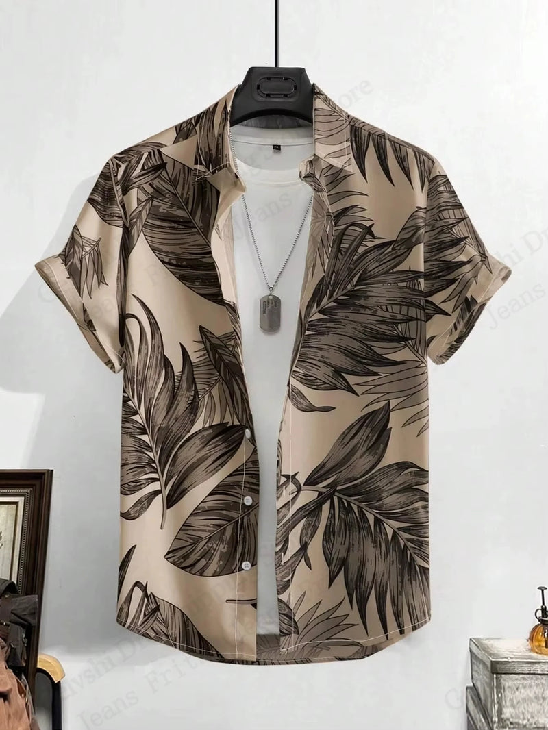 Summer Hawaiian Shirts Animal Palm Tree 3d Print Shirts Men.