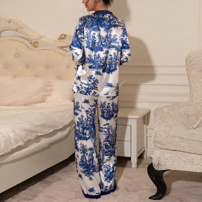 Long Sleeve Pajama Set Home Wear Set Big Size.
