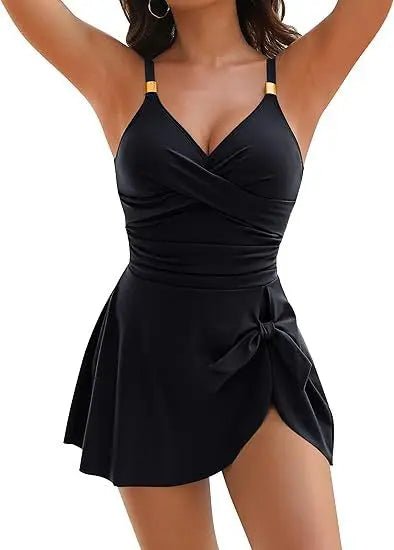 Tummy Control Women Swimdress Sexy One Piece Slim & Comfortable Ruched.