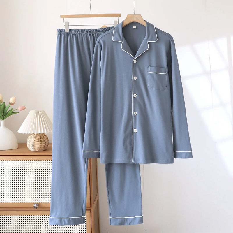 Thick sleepwear Long sleeved long pants for Men Pajamas Sleepwear.
