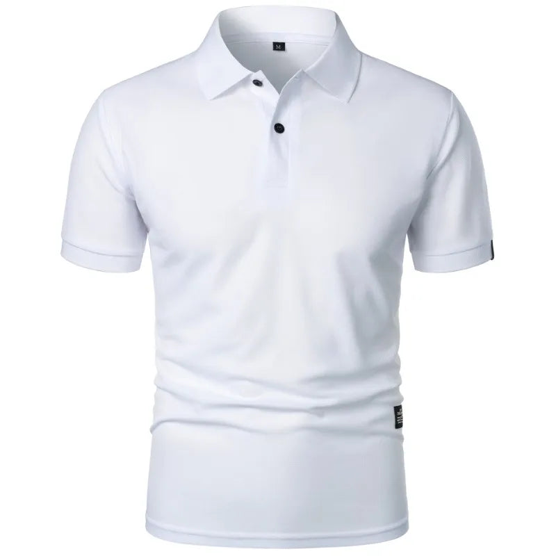 Solid Color Polo Shirt Men's Short Sleeve Button Tshirts Lapel Lightweight.