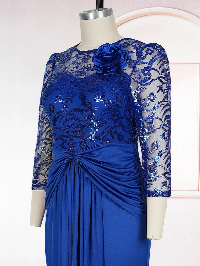 Sequins Long Sleeve Chiffon Dresses Elegant Women Party.