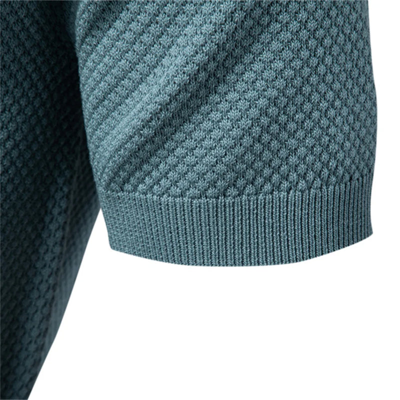 Men's Summer Breathable Polo Shirt Short Sleeve Solid Color Casual Polo.