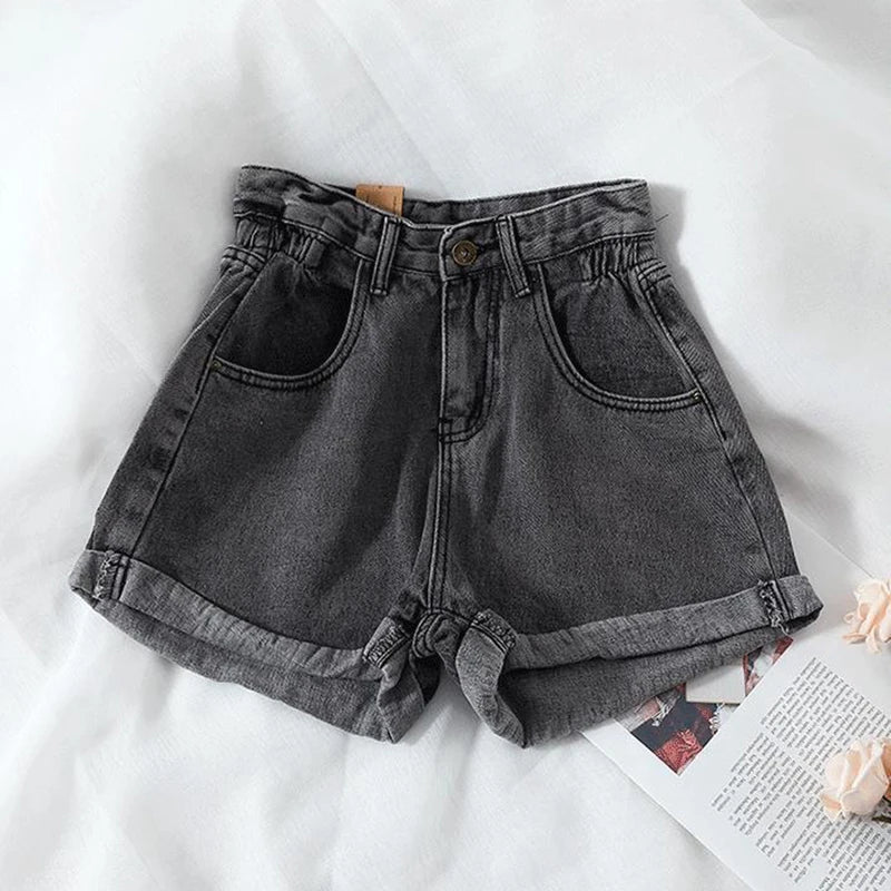 Summer High Waist Denim Shorts Women.