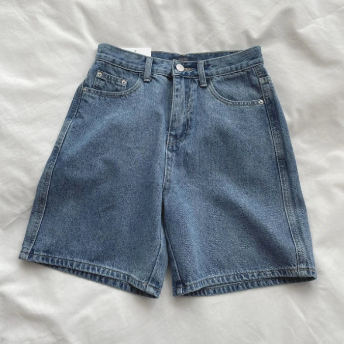 Denim Shorts Female Jeans Vintage Wide Leg High Waist Loose.