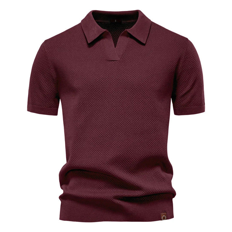 Men's Summer Breathable Polo Shirt Short Sleeve Solid Color Casual Polo.