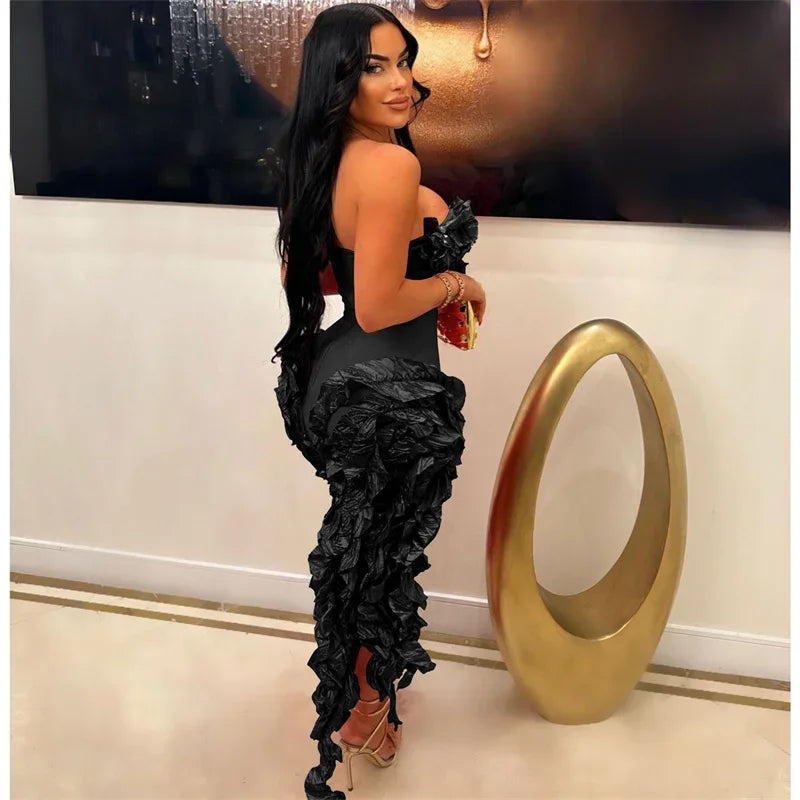 Elegant Ruffles Tassel Birthday Dress for Women.