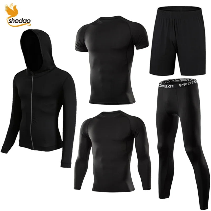 Men's Gym Training Fitness Sportswear Tights Slim Clothes Running Workout.