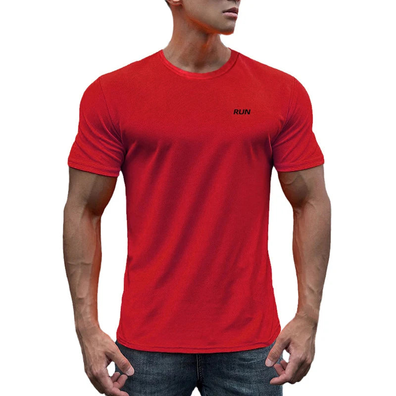 Mens Fitness Sweat Wicking Training Clothes Gym Bodybuilding Muscle Short Sleeve.