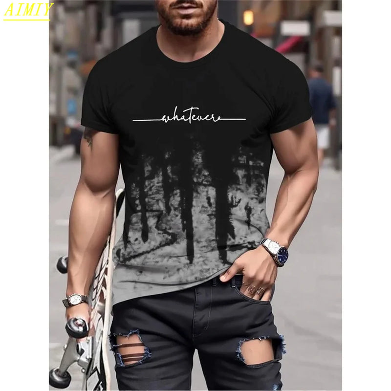 Man T-Shirt Casual Oversized Sports Loose Plus Milano Print Clothing Comfortable.