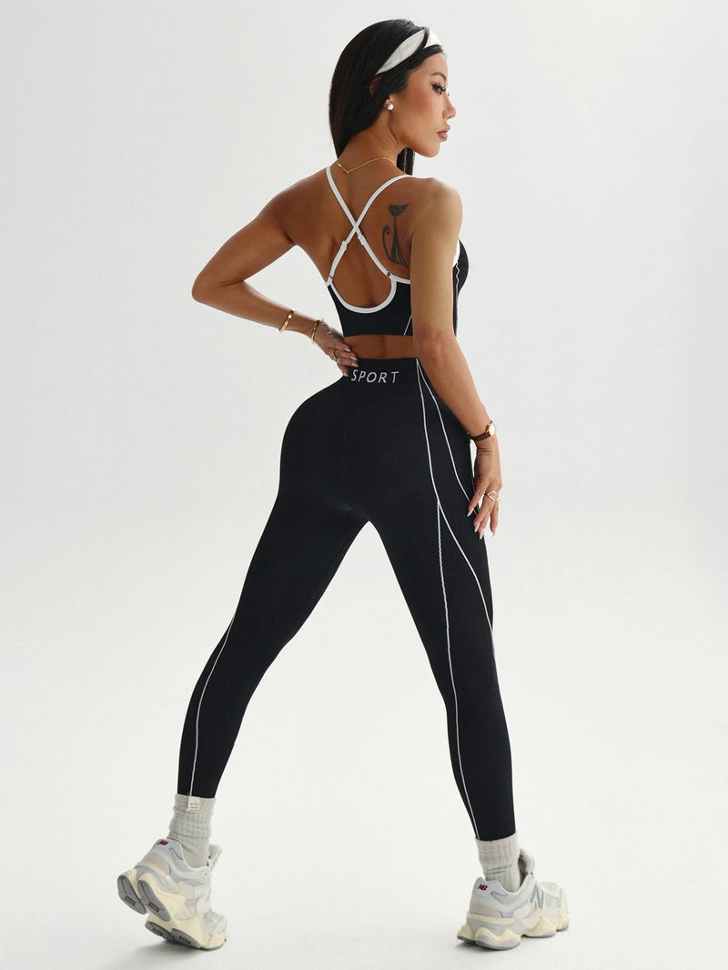 2Pcs Women's Yoga Fitness Set Seamless Breathable Activewear Sexy Sports.