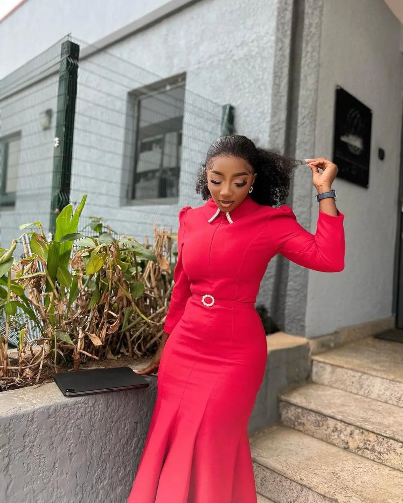 Elegant Church Dresses for Women Mermaid Long Sleeves.