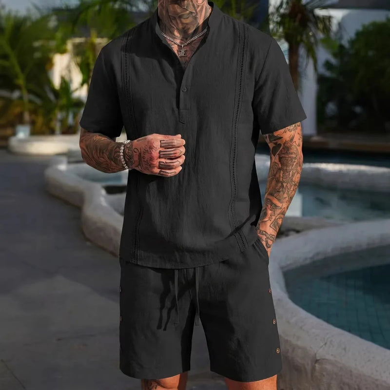 Summer best-selling men's cotton and linen fashionable casual personalized.