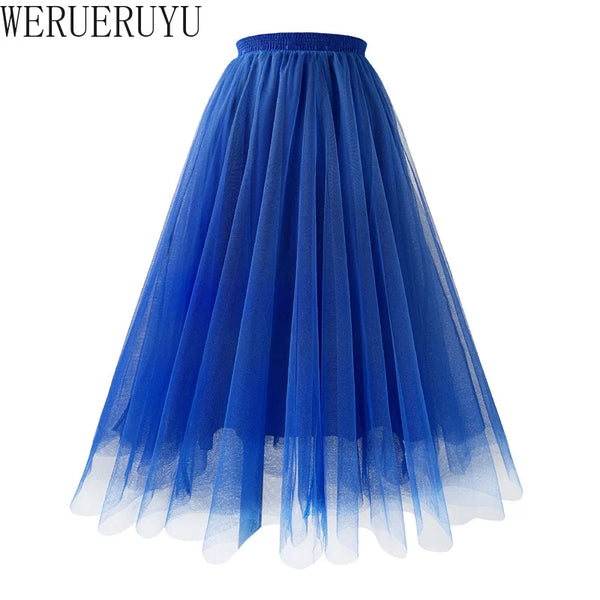 New Mesh Gauze Pleated A-line Skirt Kawaii Prom Clothes for Women.