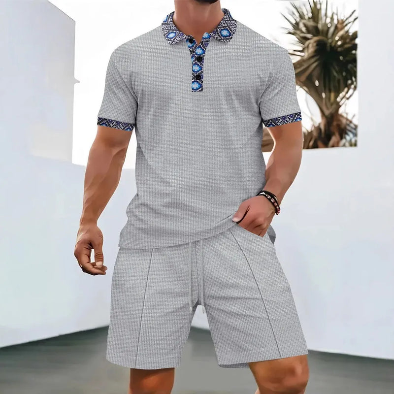 Men Europe and the United States new summer Waffle solid color.