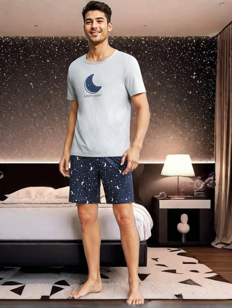 A set of "Goodnight" moon printed casual pajamas for Men.