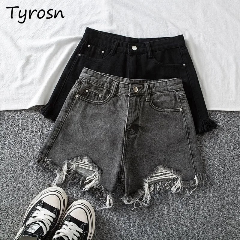 Denim Shorts Women High Waist Slender Korean Fashion Summer.