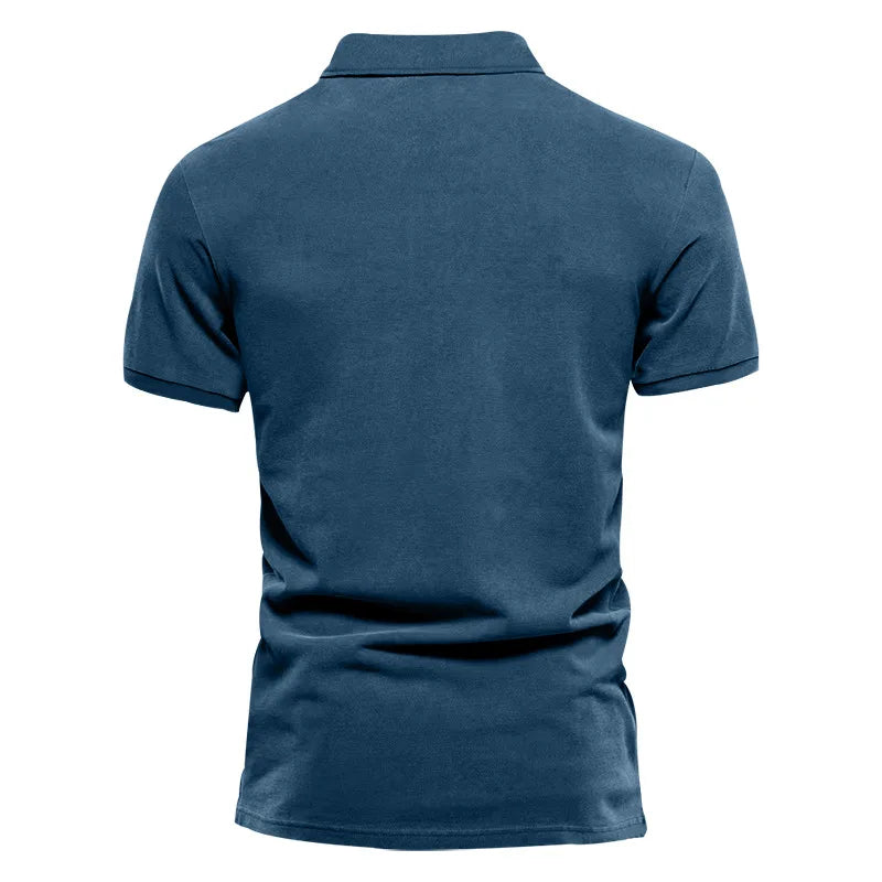 Men's polo shirt men's lapel business office solid color short sleeved T-shirt.