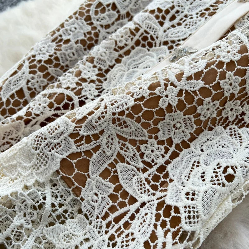 Women’s Elegant Hook Floral Hollow Lace Dress.