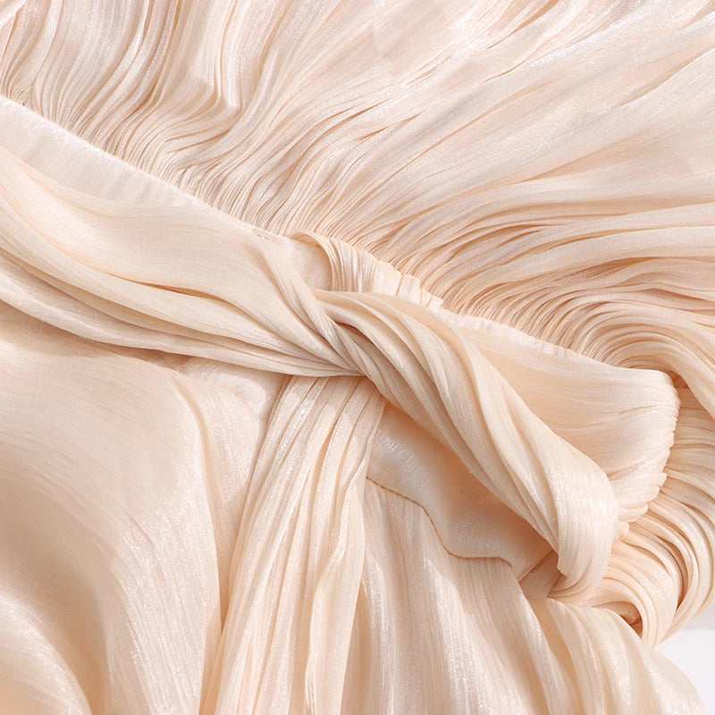 Solid Loose Spliced Folds Elegant Dresses for Women.