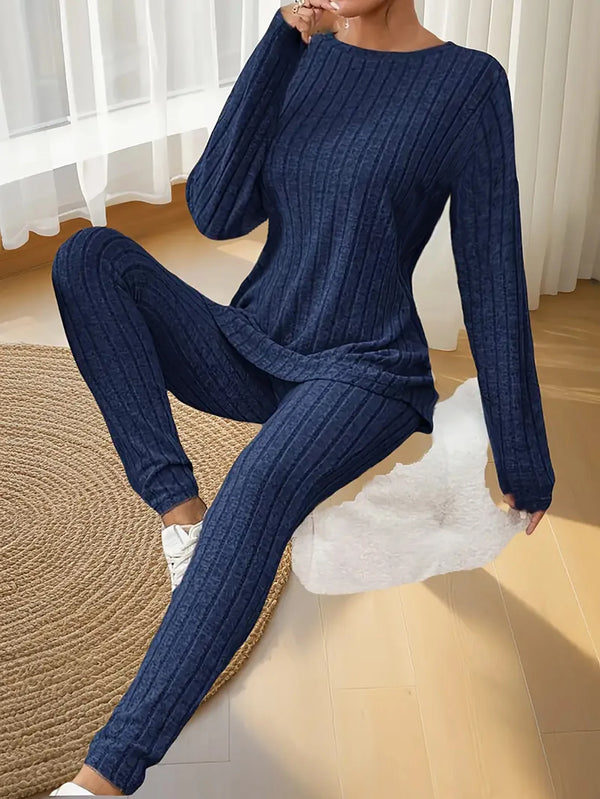 Women's Autumn and Winter Pajamas, Simple Solid Color.