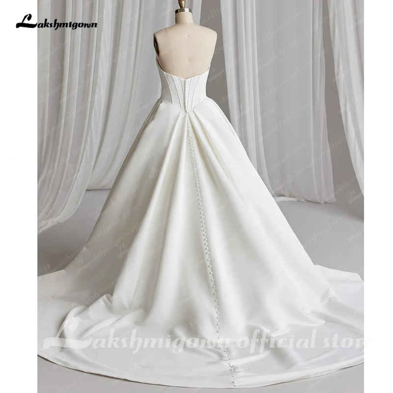 Lakshmigown Off The Shoulder Crepe Satin A-Line Bridal Gowns For Formal Party.