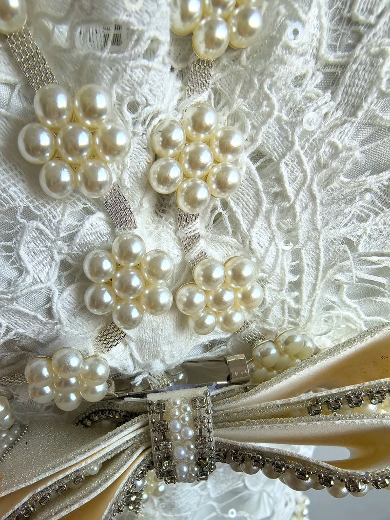 Women’s Luxury Crystal Bow Evening Formal Dress.