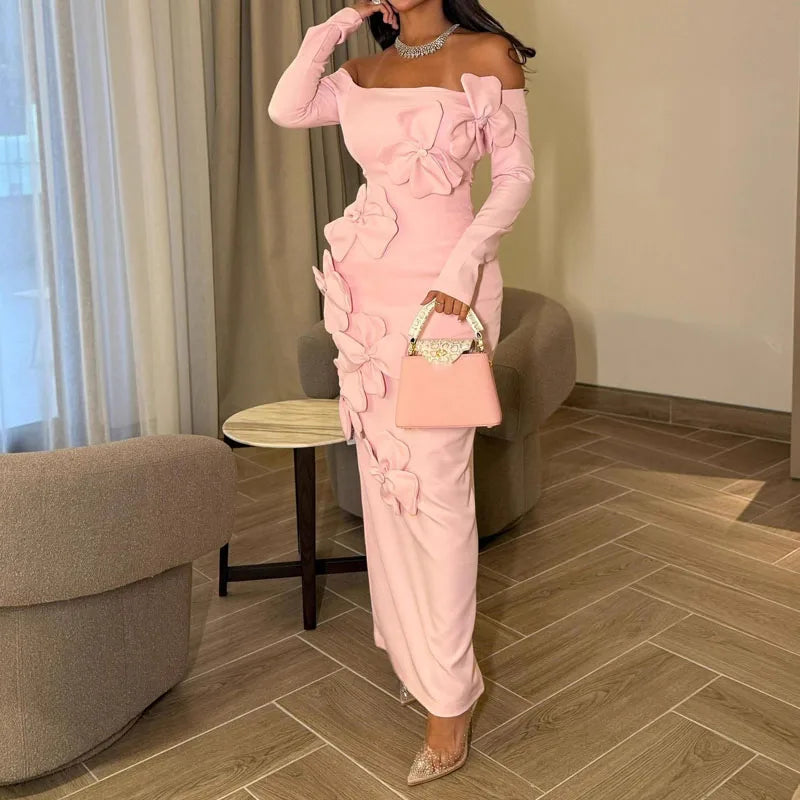 Women’s Elegant Off Shoulder Long Sleeve Skinny Dress.
